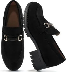 Alicegana Platform Loafers for Women Fashion: Comfortable Suede Chunky Penny Loafer Casual Slip on Dress Business Work Shoes