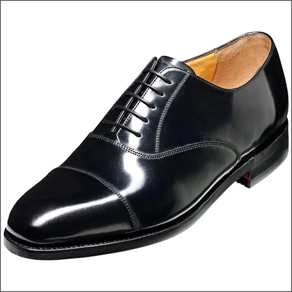 Barker Arnold Black Hi-Shine Oxford Toe Cap@