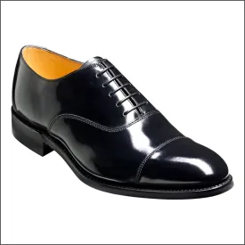 Barker Cheltenham Black Hi-Shine Oxford Toe Cap@