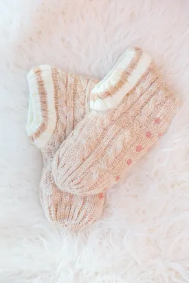Cable Knit Faux Fur Slipper Boot