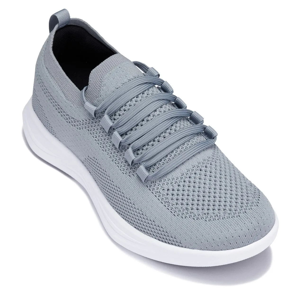 CALTO - QA065 - 2.4 Inches Taller (Grey/White Sole) - Lightweight Knitted Sneakers