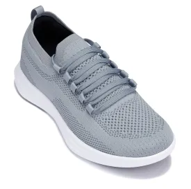 CALTO - QA065 - 2.4 Inches Taller (Grey/White Sole) - Lightweight Knitted Sneakers