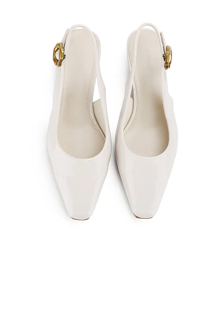Carmen Square Toe Pumps Heels (Beige)