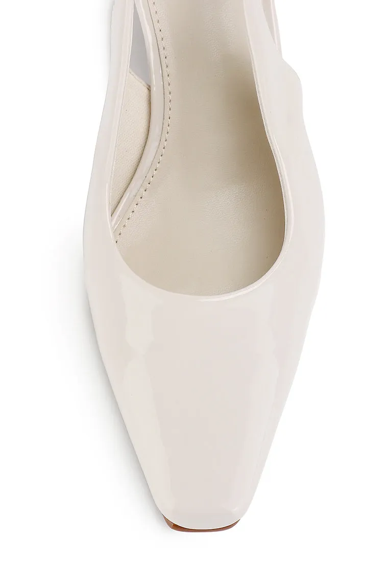 Carmen Square Toe Pumps Heels (Beige)