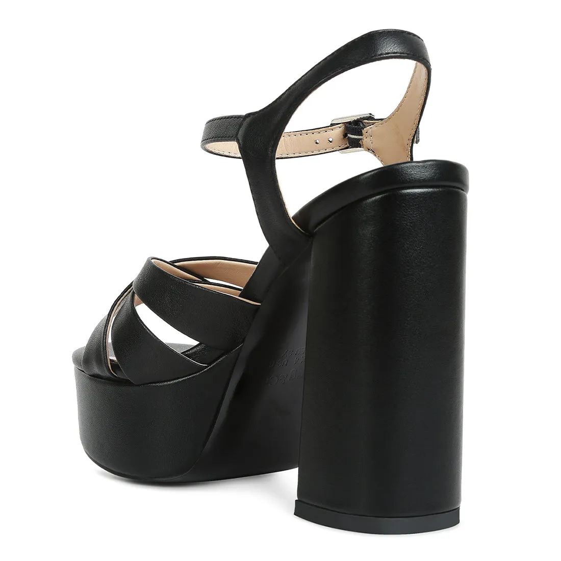 Crisscross Straps Slim Block Heel Sandals