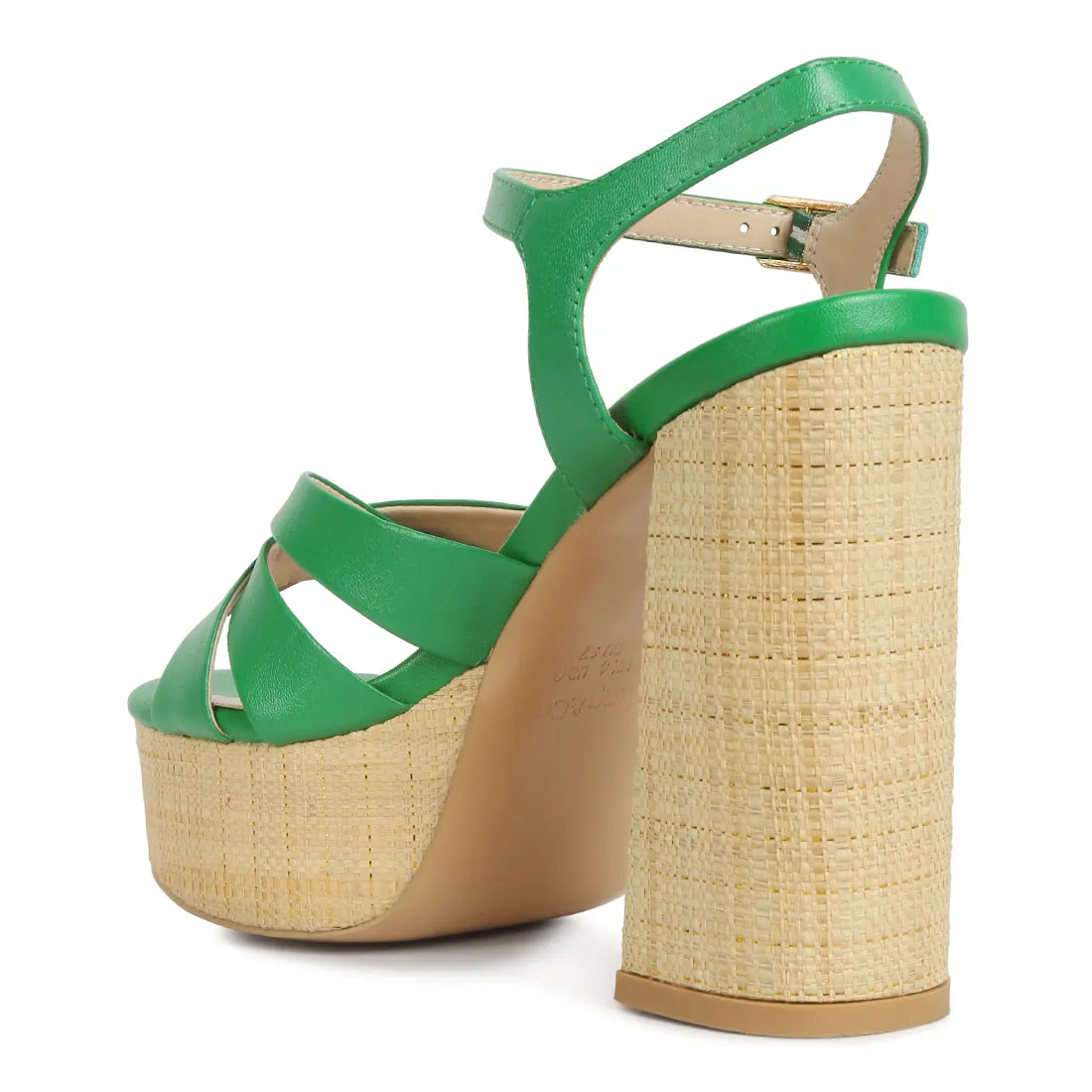 Crisscross Straps Slim Block Heel Sandals