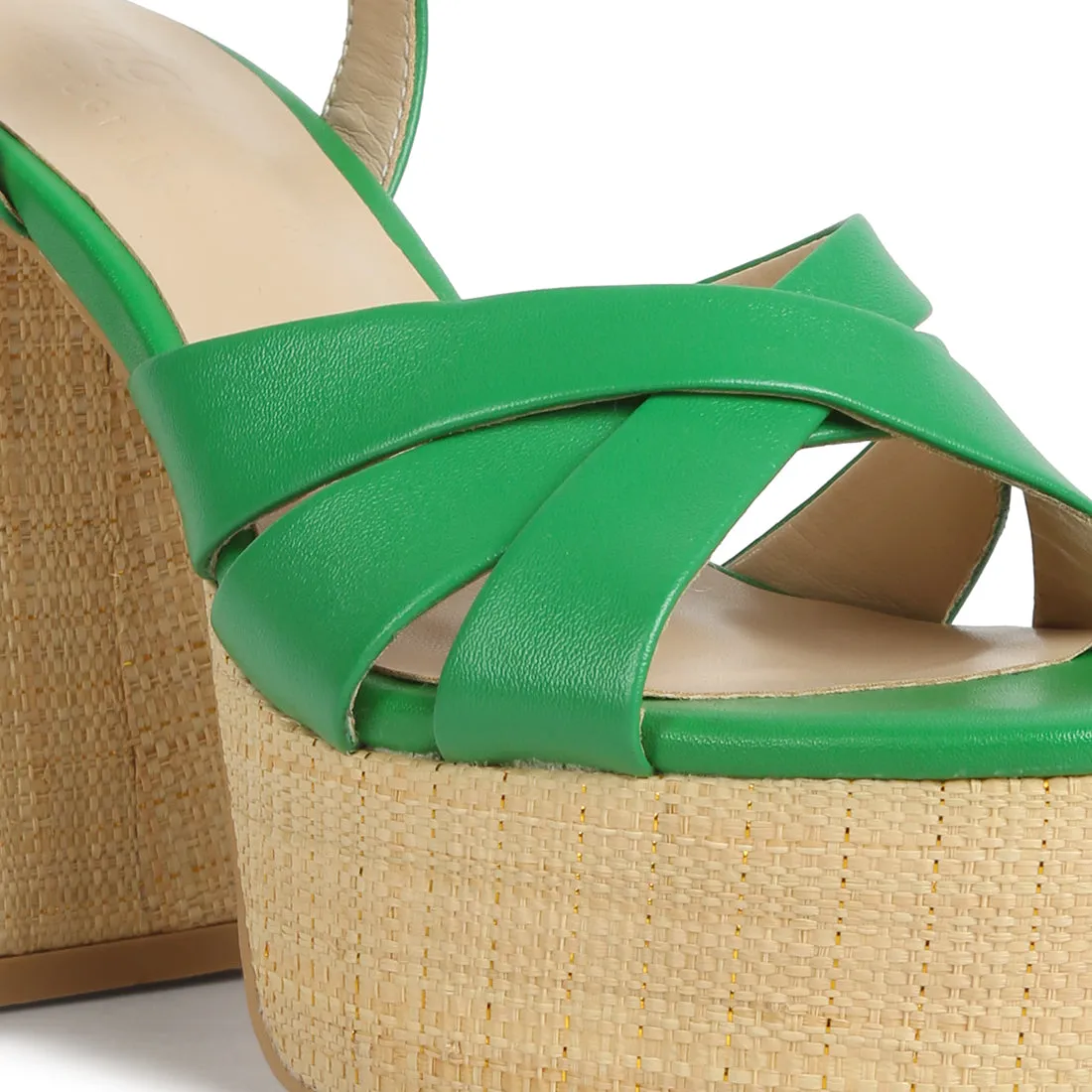 Crisscross Straps Slim Block Heel Sandals