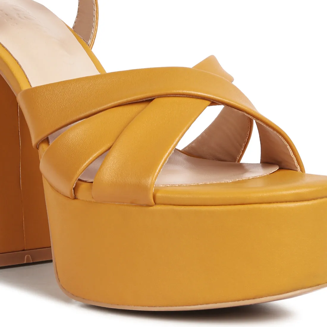 Crisscross Straps Slim Block Heel Sandals