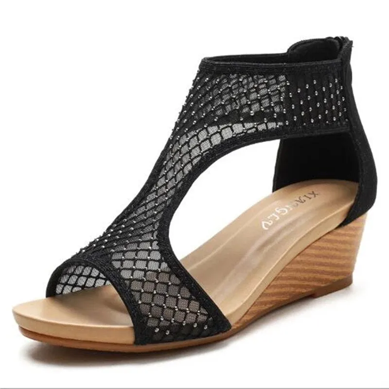 elegant Lace mesh shoes women sandals