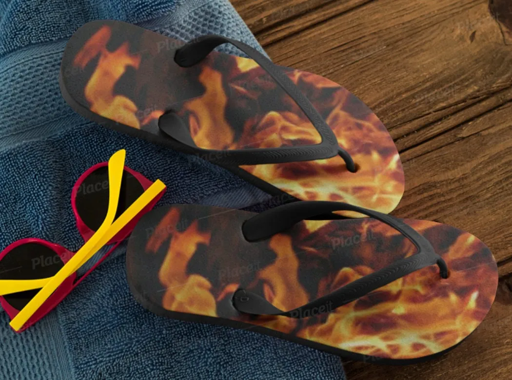 fire flames Flip Flops Adult/Kids,Gifts for Graduation/Halloween/Christmas/Birthday/Housewarming/Beach Party/Summer Dress/Picnic/BBQ Party