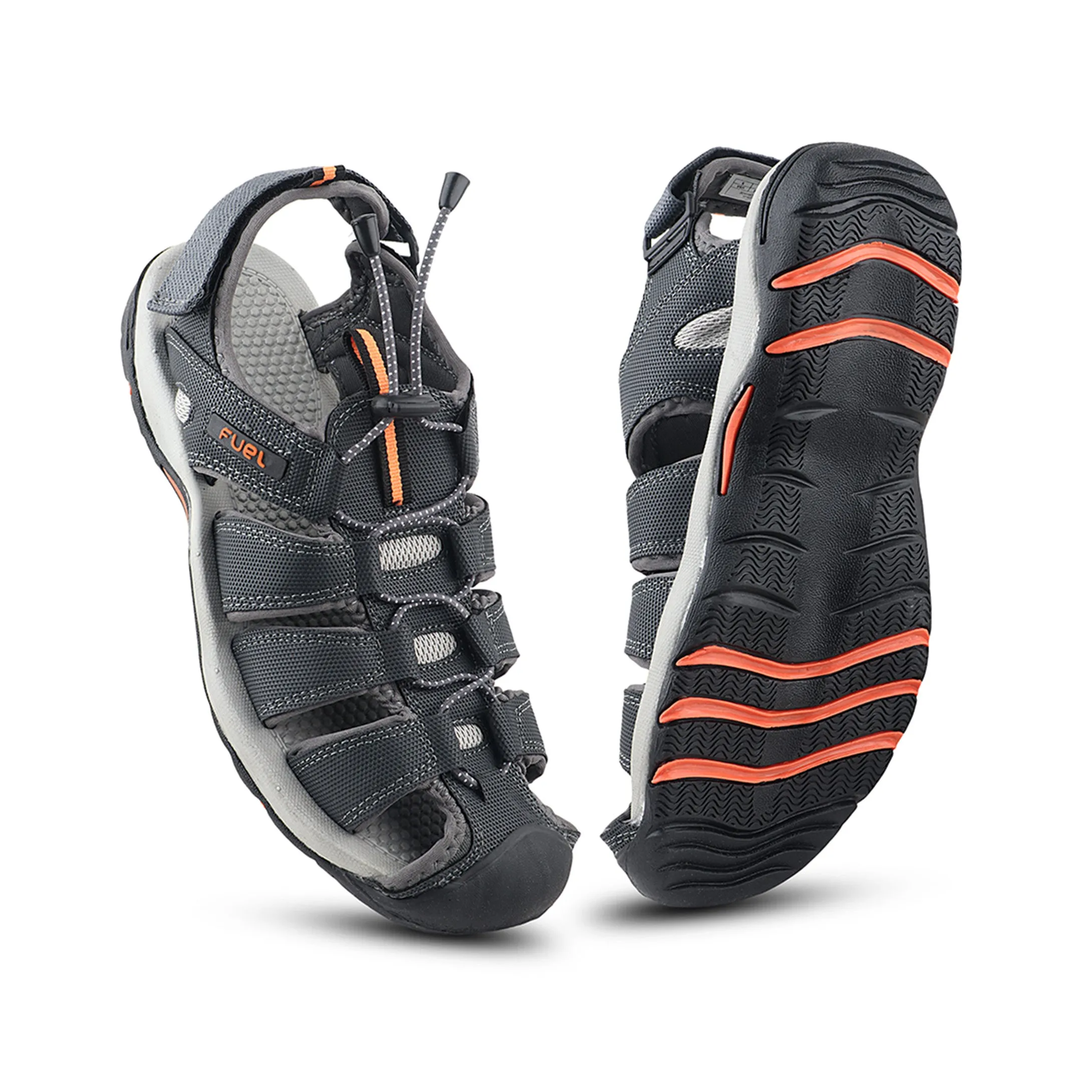 Fuel Soldier-08 Fisherman Sandals for Men (Grey-Orange)