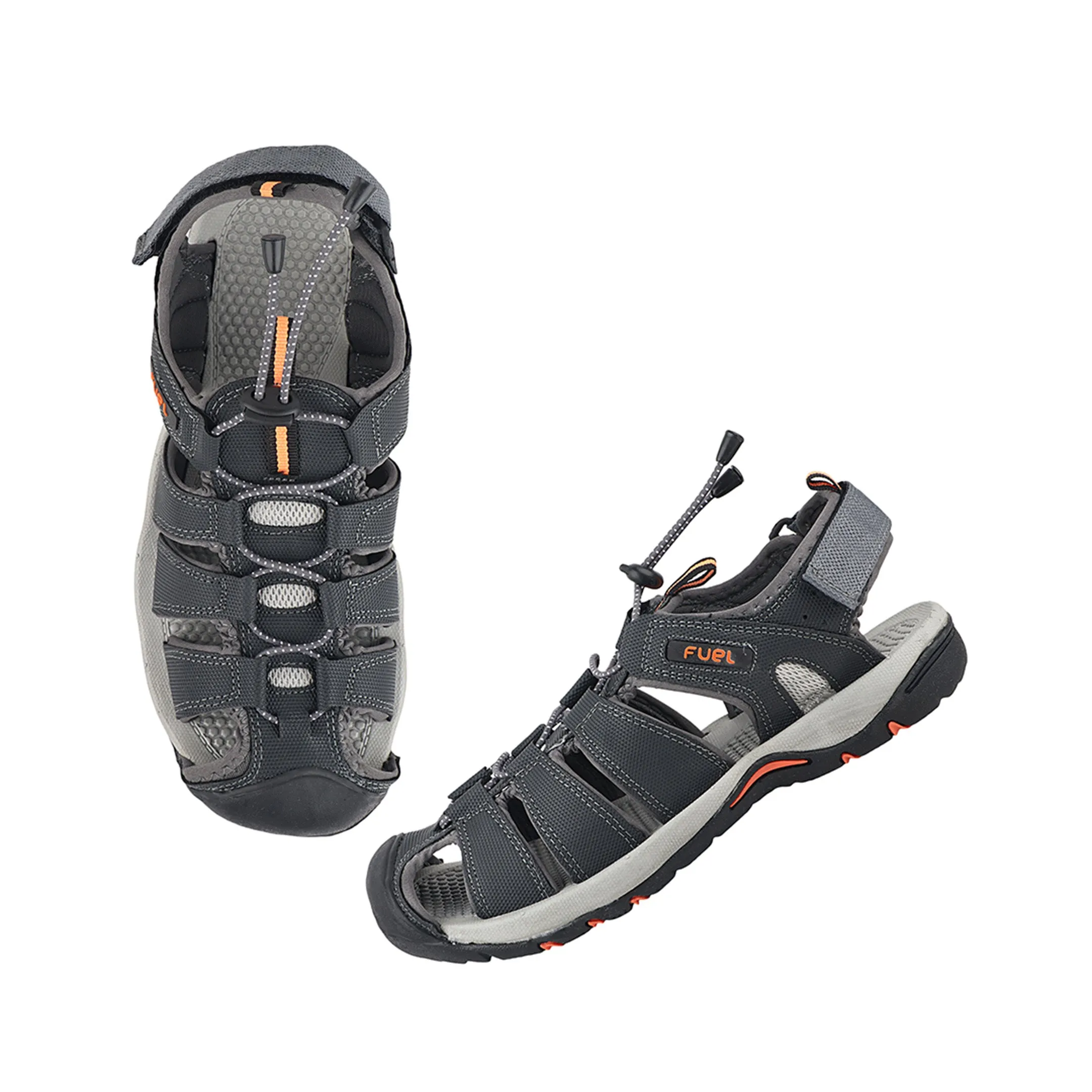 Fuel Soldier-08 Fisherman Sandals for Men (Grey-Orange)