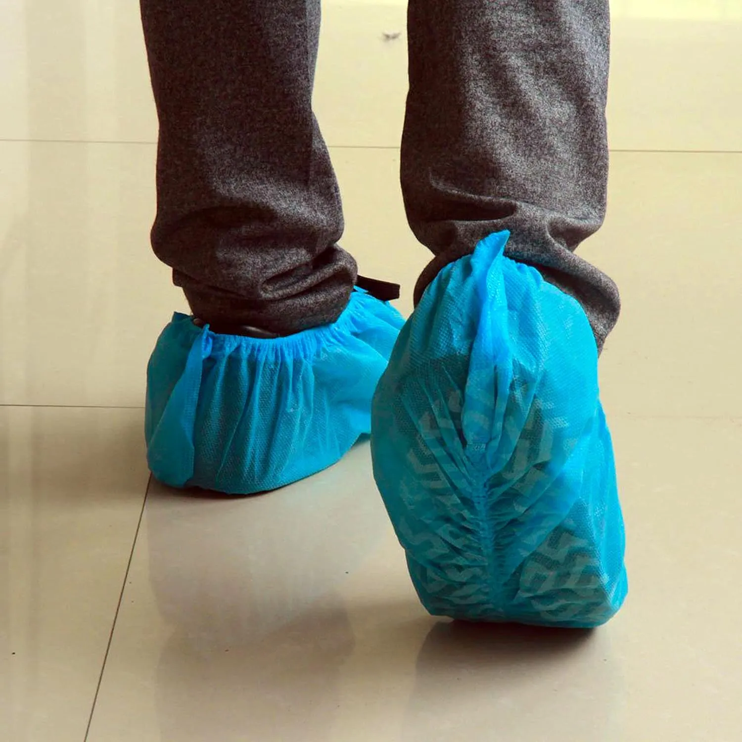 G & F Products Disposable Shoe Covers, Slip-Resistant Booties, Heavy-Duty, Waterproof, Elastic Band, Non-Slip Silicone Sole, Reusable, Protects Floors, Blue, 11 Us Men & 13 Us Women, 200 Pieces