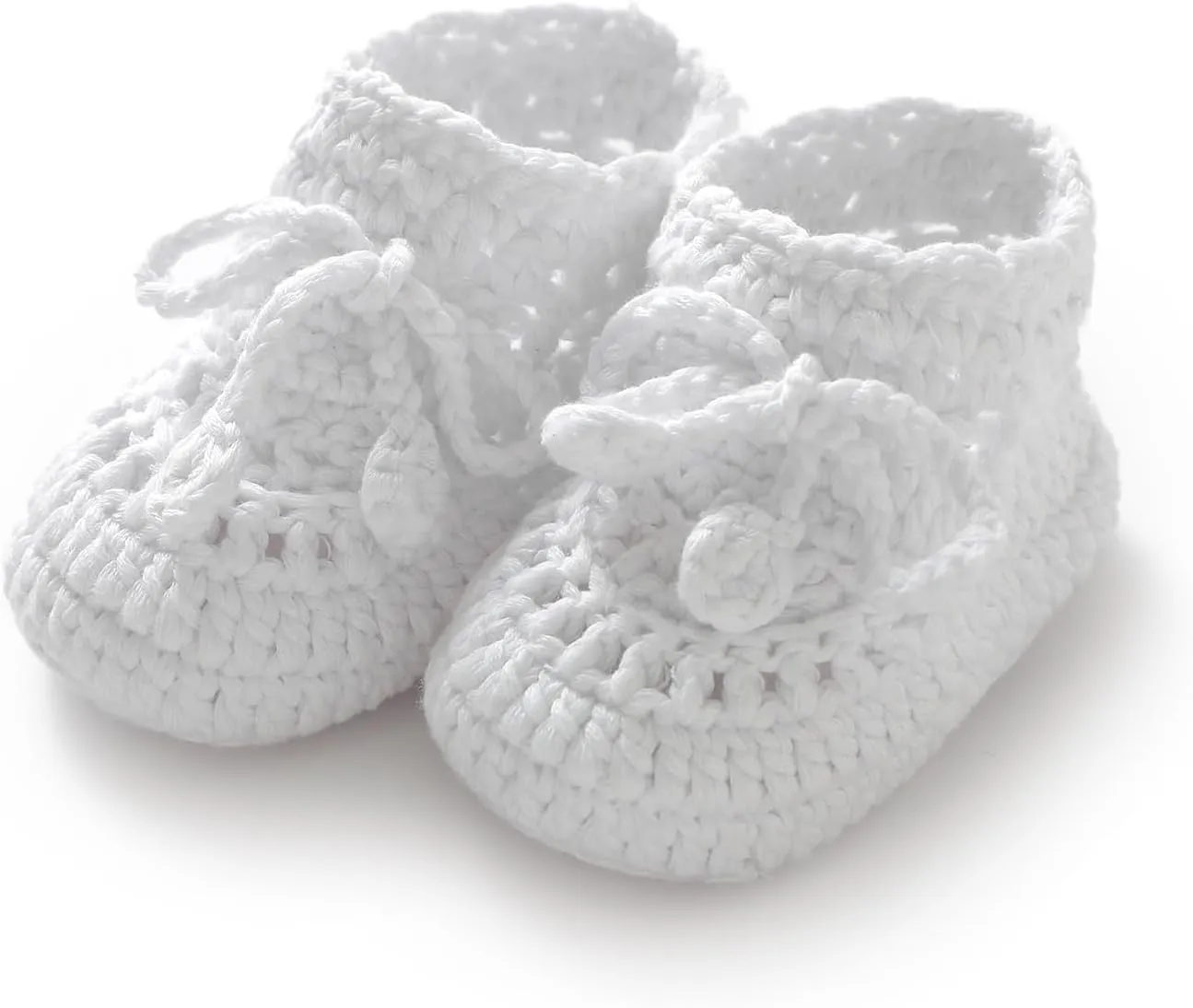 Hadetoto Baby Booties Hand Crochet Knit Cotton Bootie Soft Cozy Warm Socks Shoes Newborn First Walkers for Infant Boy Girl