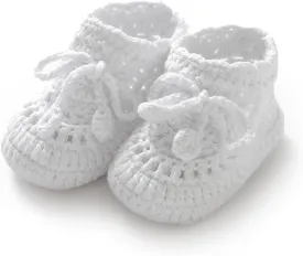 Hadetoto Baby Booties Hand Crochet Knit Cotton Bootie Soft Cozy Warm Socks Shoes Newborn First Walkers for Infant Boy Girl