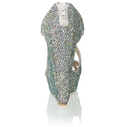 Marc Defang AUTUMN AB CRYSTAL Platform Pageant Wedge Heel Prom Shoes