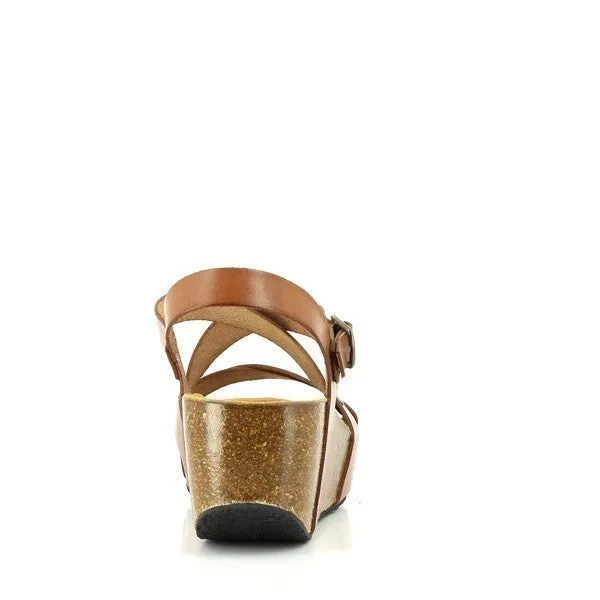 Plakton 275311 Tan Cross-Strap Slingback Wedges