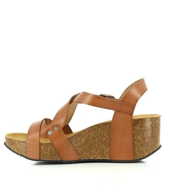 Plakton 275311 Tan Cross-Strap Slingback Wedges