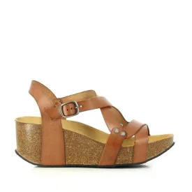 Plakton 275311 Tan Cross-Strap Slingback Wedges