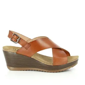 Plakton 525285 Tan Cross-Strap Slingback Wedges