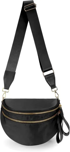 Pure Colour Crossbody Bag Bum Bag for Women,Spacious Purse Fanny Packs Belt Bag,Oversized Bum Bag (Colour Bum Bag-Black)