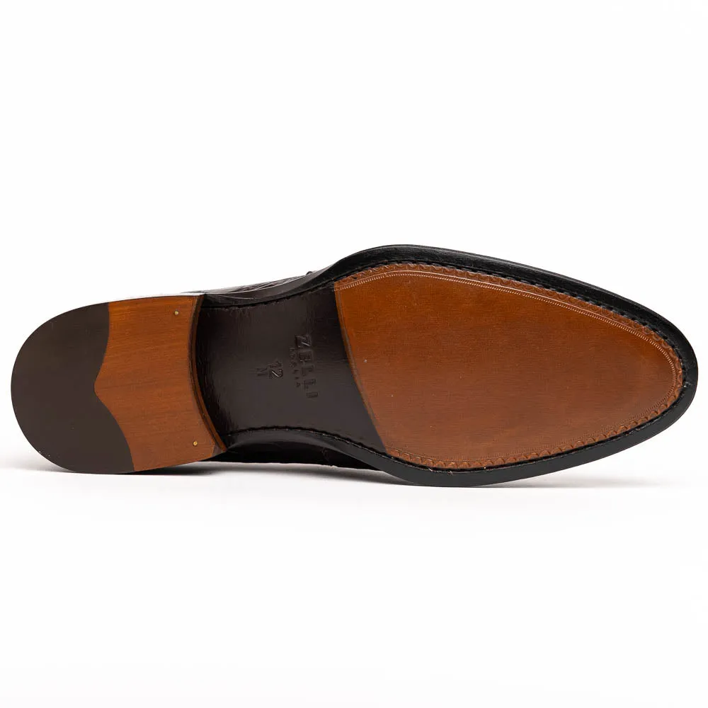 Roma Crocodile Penny Loafer in Nicotine by Zelli Italia
