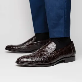 Roma Crocodile Penny Loafer in Nicotine by Zelli Italia