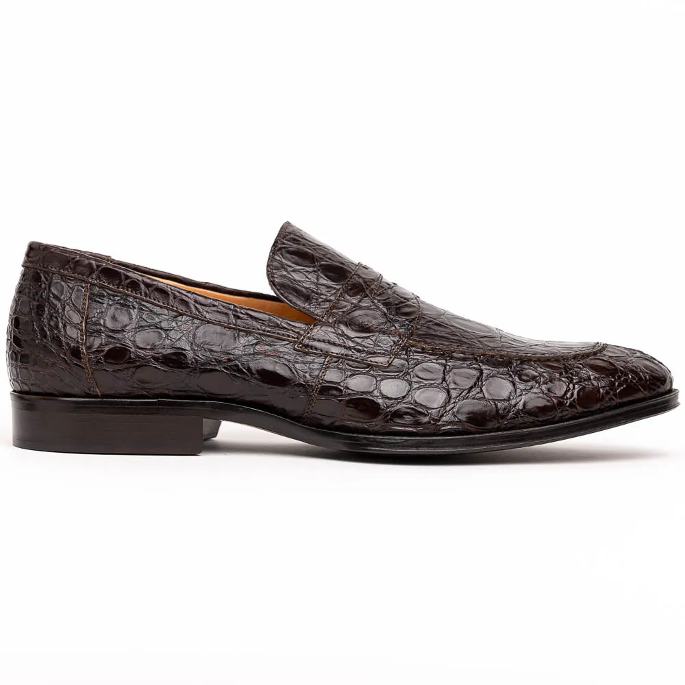 Roma Crocodile Penny Loafer in Nicotine by Zelli Italia