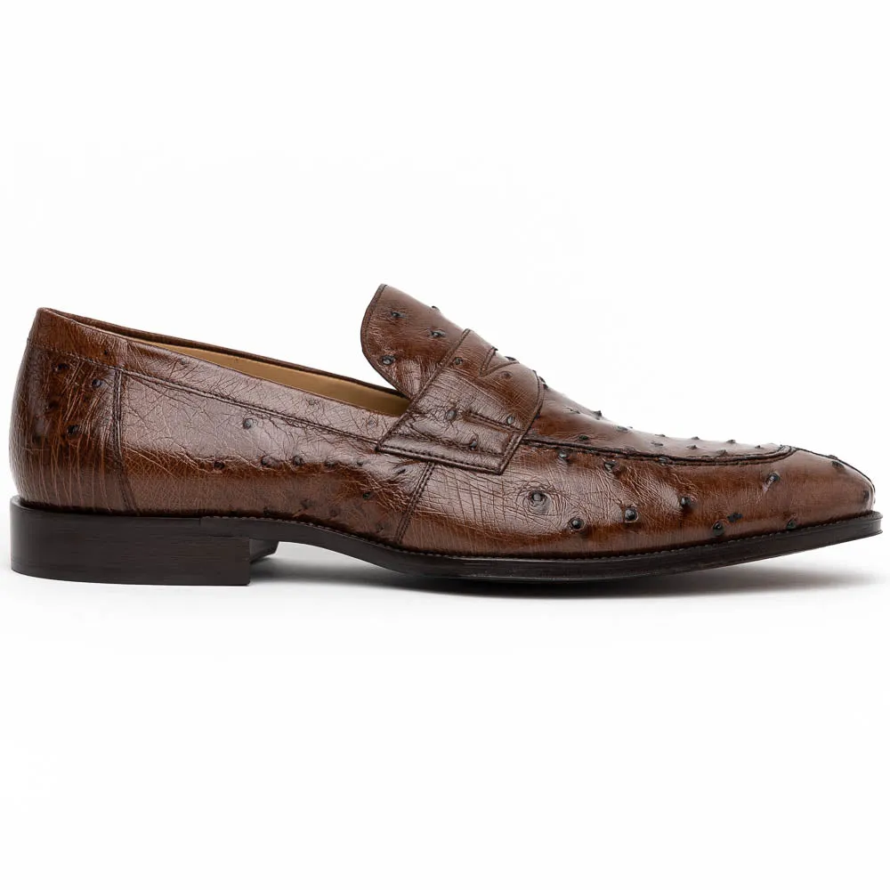 Roma Ostrich Quill Penny Loafer in Brown by Zelli Italia