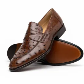 Roma Ostrich Quill Penny Loafer in Brown by Zelli Italia