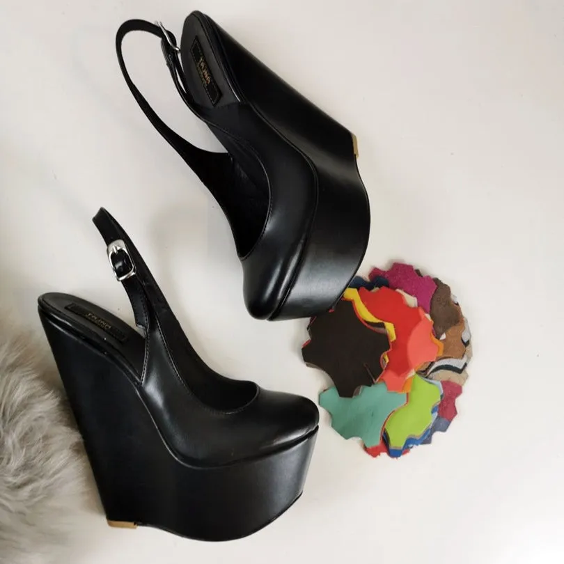 Slingback Black 16 cm Wedges