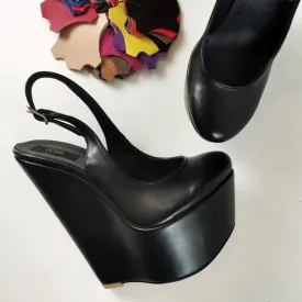 Slingback Black 16 cm Wedges