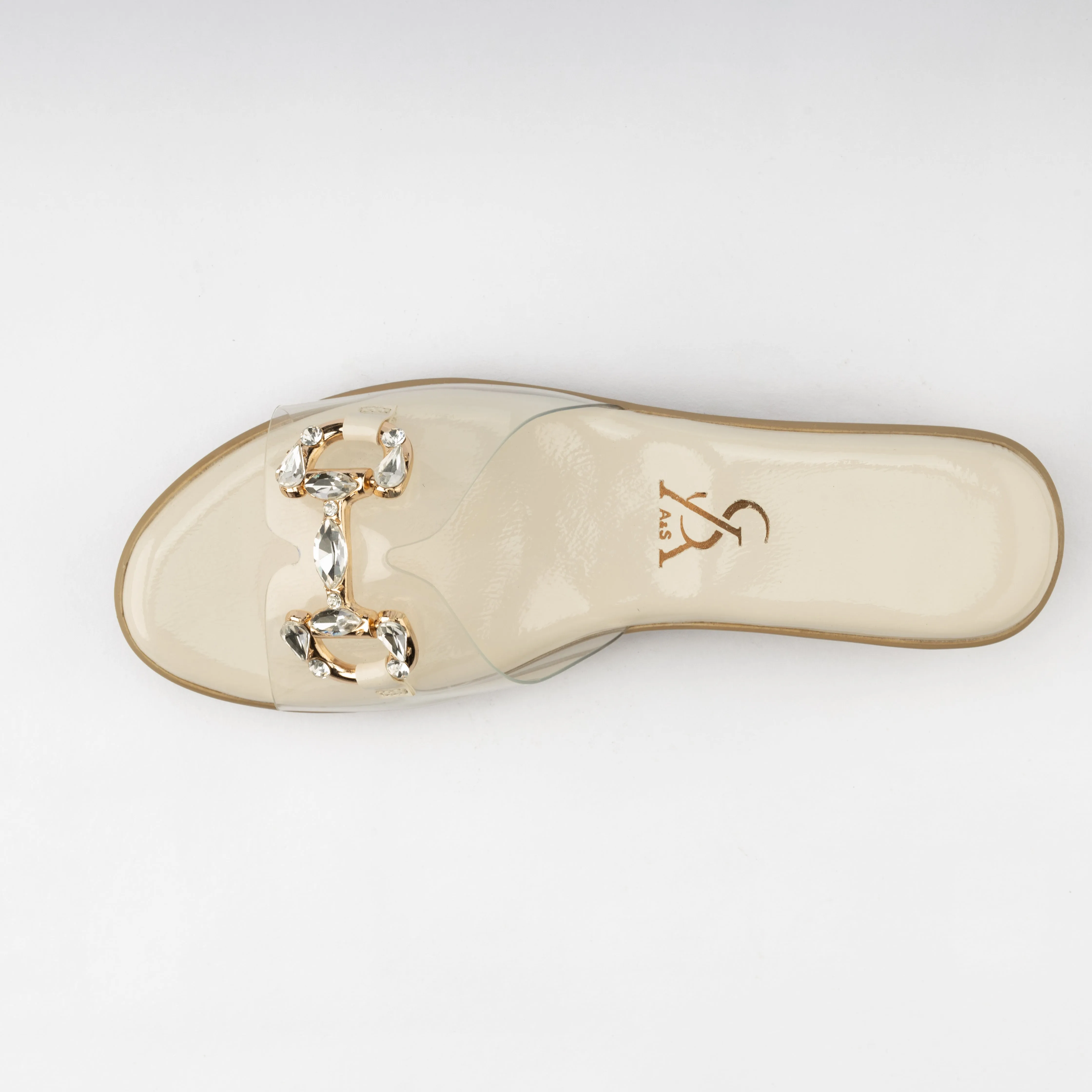 stone embellished vinyl wedges
