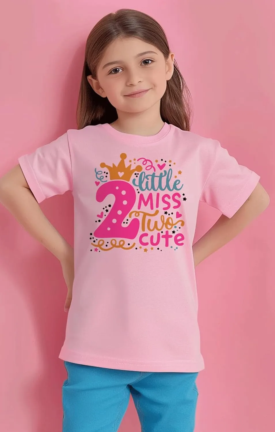 Toddler Girls 2nd Birthday Shirt Outfit for Girls Cute Two Years Old Birthday Gift