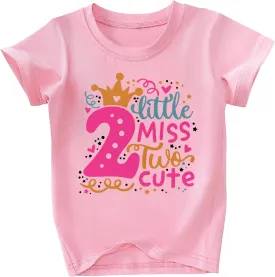 Toddler Girls 2nd Birthday Shirt Outfit for Girls Cute Two Years Old Birthday Gift
