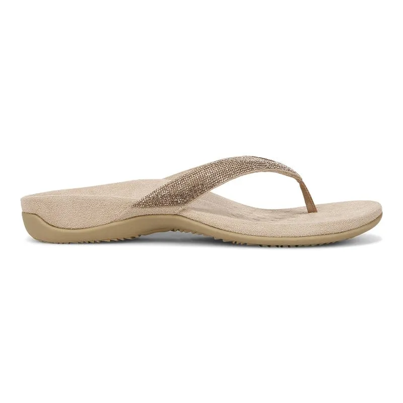 Vionic Women's Dillon Shine Flip Flops- Champagne