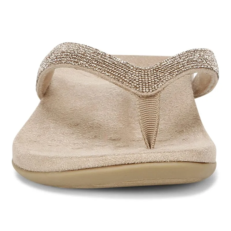 Vionic Women's Dillon Shine Flip Flops- Champagne