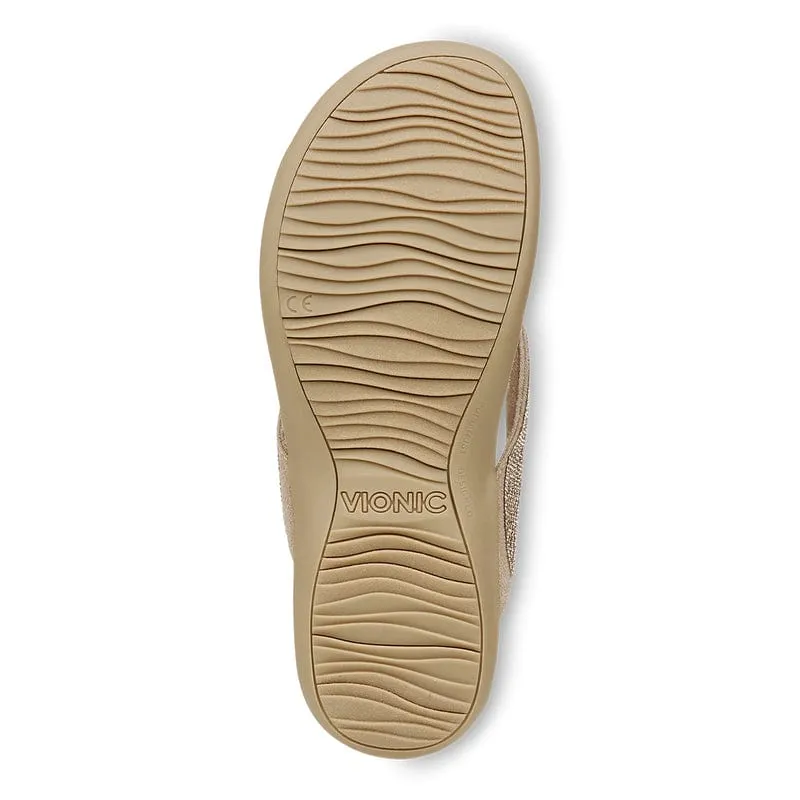 Vionic Women's Dillon Shine Flip Flops- Champagne