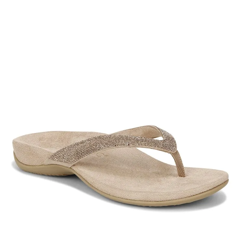Vionic Women's Dillon Shine Flip Flops- Champagne