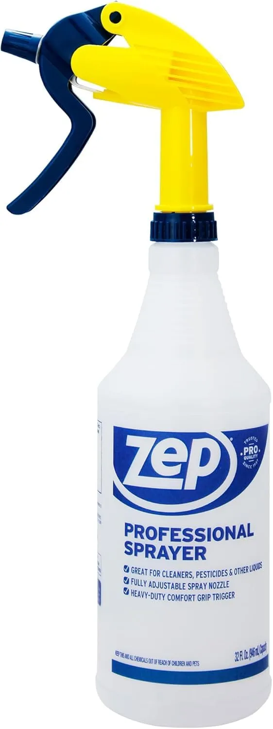 Zep Professional Sprayer Bottle ?C Fine Mist up to a 30-Foot Stream - (Case of 6) 32 oz.-Versatile Adjustable Nozzle Spray Bottles with a Fine Mist or Powerful Spray, Refillable for Diluted Concentrate